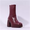 Wonders Lady Platform Block Heel Boot - Burgundy Leather